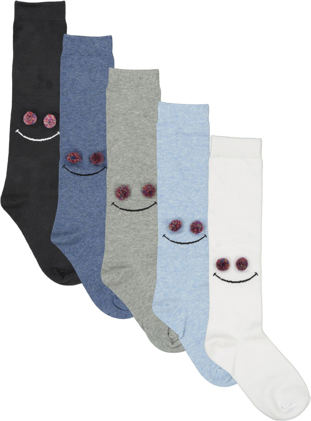 BlinQ Girls Pom Pom Smiley Face Knee Socks - 615 BlinQ Girls Pom Pom Smiley Face Knee Socks - 615