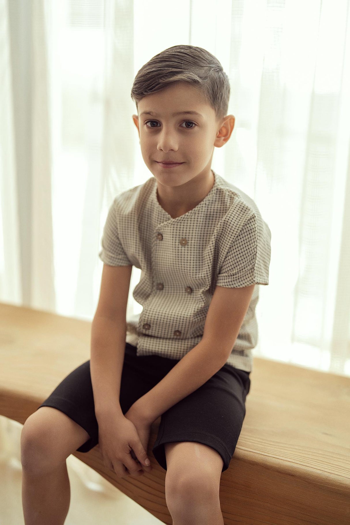 Mr. Mr. Boys Woven Checkered Double Button Short Sleeve Dress Shirt - SB5CY2554 Mr. Mr. Boys Woven Checkered Double Button Short Sleeve Dress Shirt - SB5CY2554