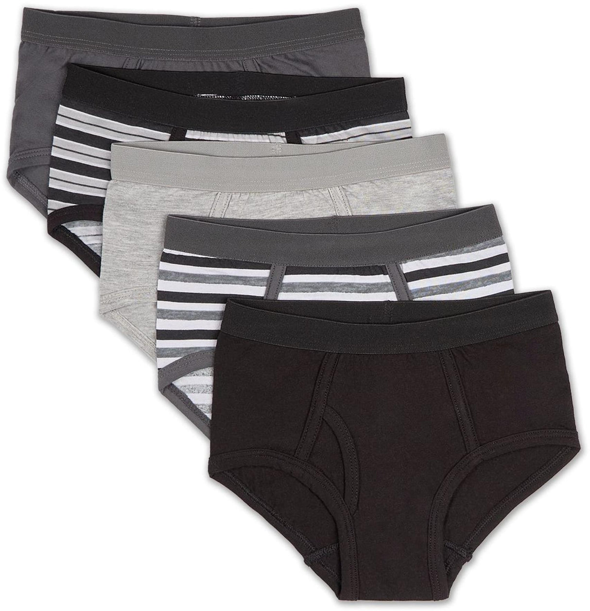 Spot On Basics by Memoi Boys Solids & Stripes Briefs 5 Pack - SP-6000 Spot On Basics by Memoi Boys Solids & Stripes Briefs 5 Pack - SP-6000