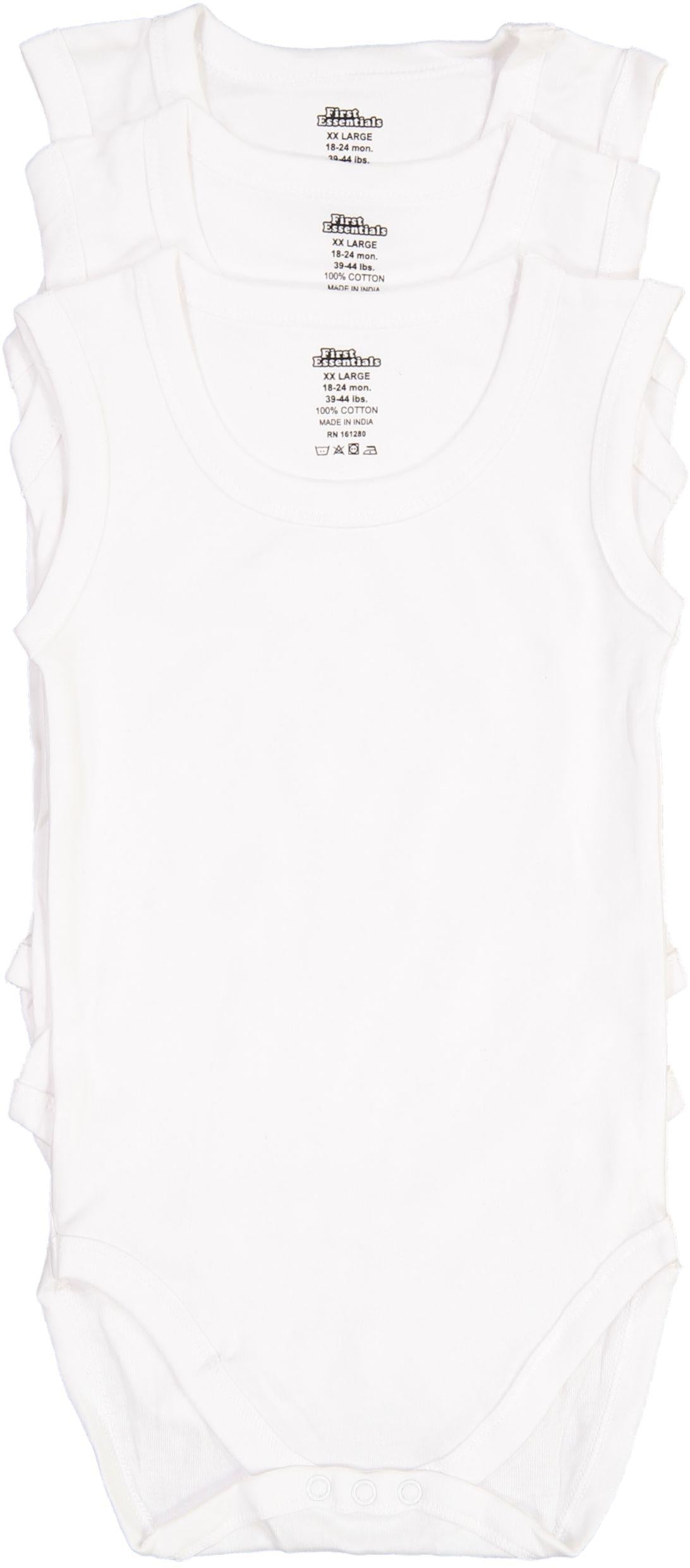 First Essentials Baby Boys Girls Unisex 3 Pack 100% Cotton Sleeveless Bodysuit Onesie - FE-SL First Essentials Baby Boys Girls Unisex 3 Pack 100% Cotton Sleeveless Bodysuit Onesie - FE-SL