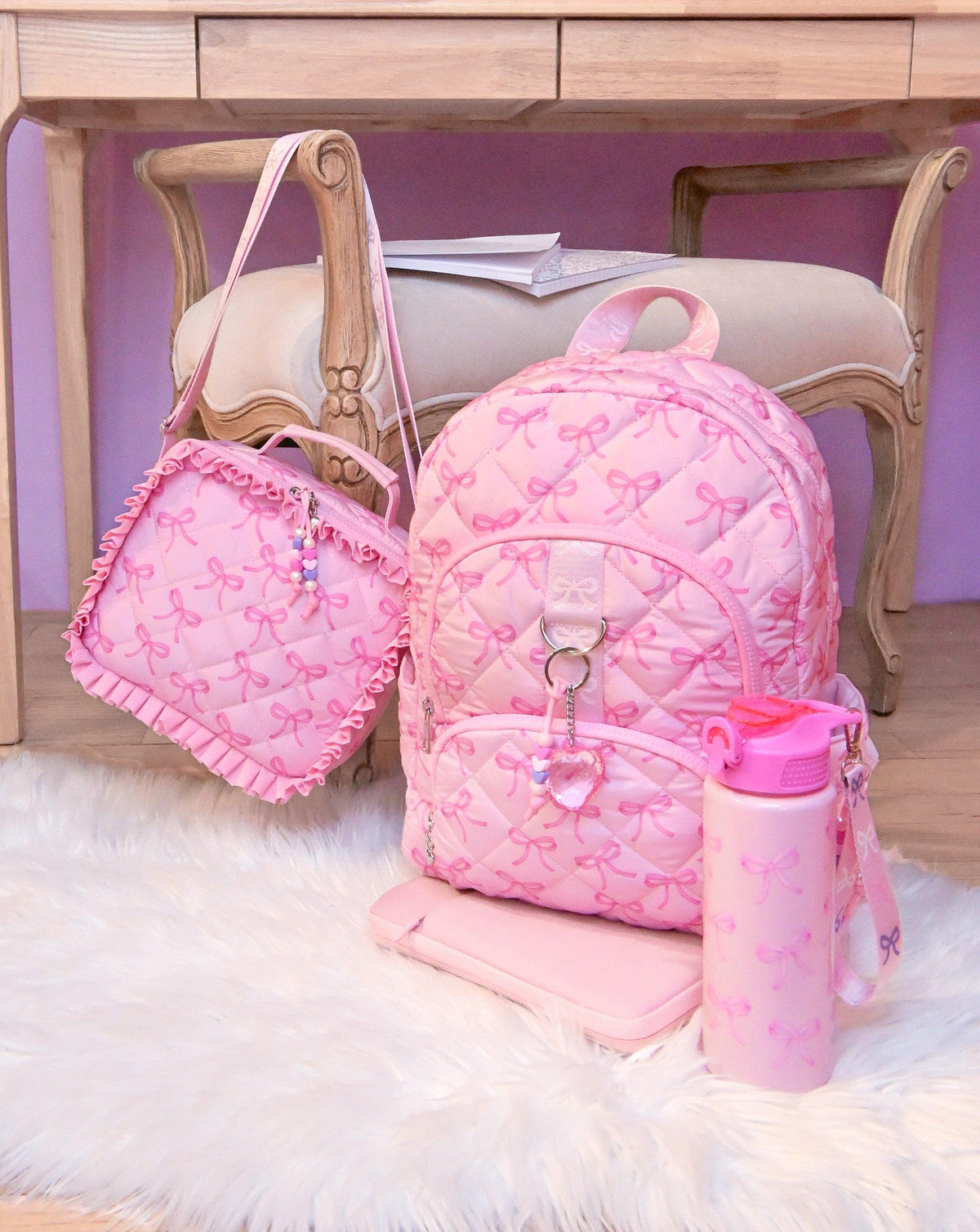 OMG Bows Quilted Backpack - BOW-SB388 OMG Bows Quilted Backpack - BOW-SB388