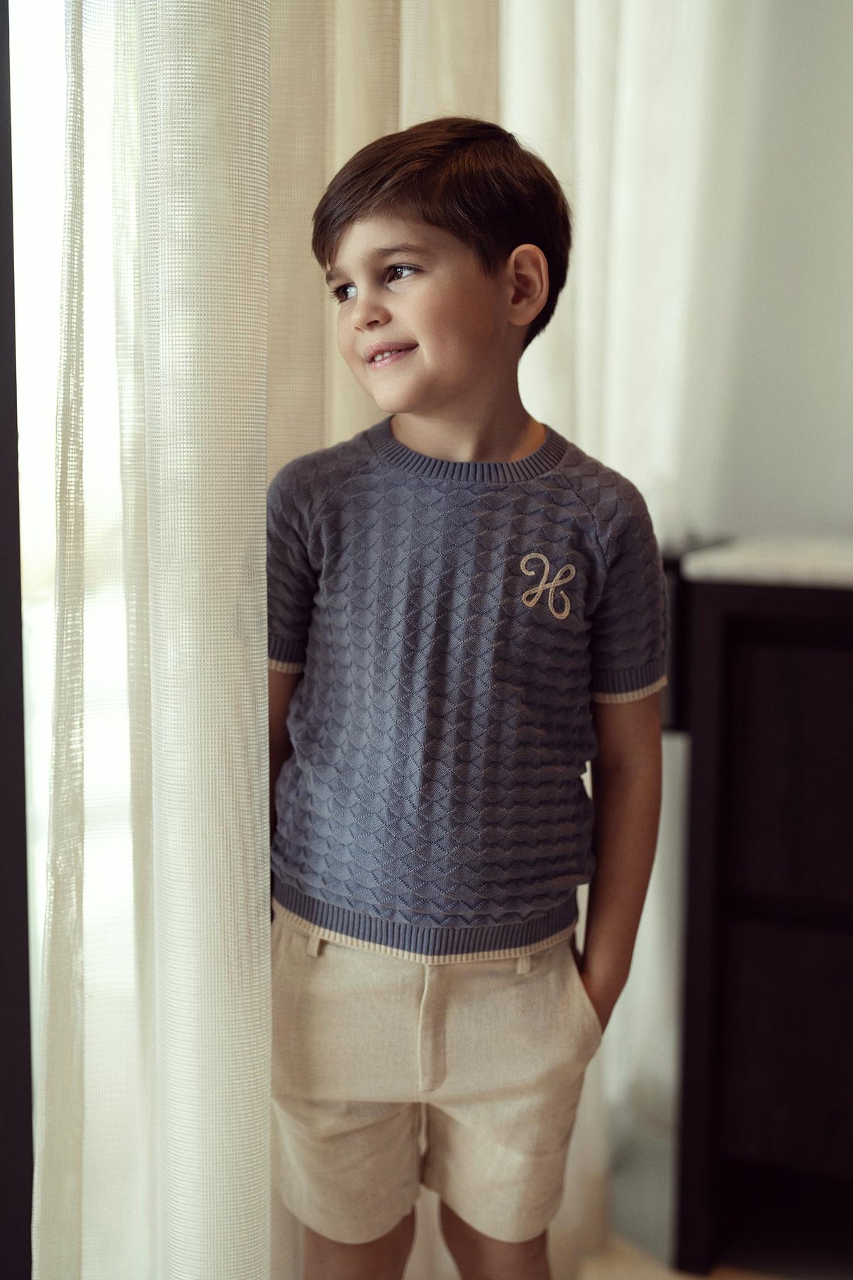 Hopscotch Boys Diamond Texture Short Sleeve Sweater - SB5CP7141 Hopscotch Boys Diamond Texture Short Sleeve Sweater - SB5CP7141
