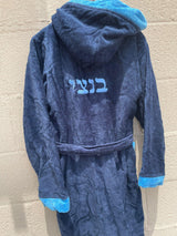 Abstract Boys Navy Terry Robe with Hood - 110-L