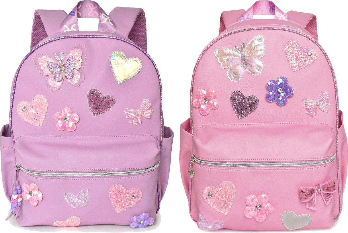 OMG Butterfly, Heart, Daisy Patched Backpack - BFY-SB371-BFY-SB369 OMG Butterfly, Heart, Daisy Patched Backpack - BFY-SB371-BFY-SB369