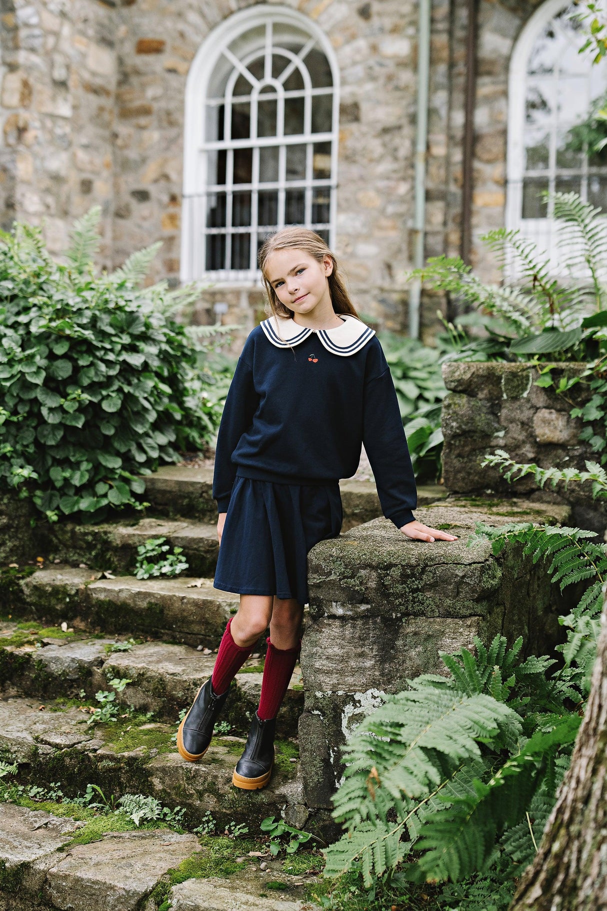 Analogie Lil Legs Bon Voyage Collection Girls Embroidered Cherry Sweatshirt - BVGS Analogie Lil Legs Bon Voyage Collection Girls Embroidered Cherry Sweatshirt - BVGS