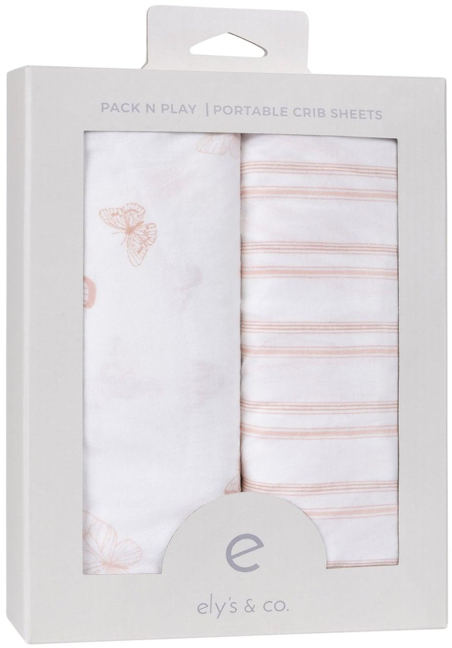 Ely's & Co Butterflies & Stripes Crib Sheet 2 Pack Ely's & Co Butterflies & Stripes Crib Sheet 2 Pack