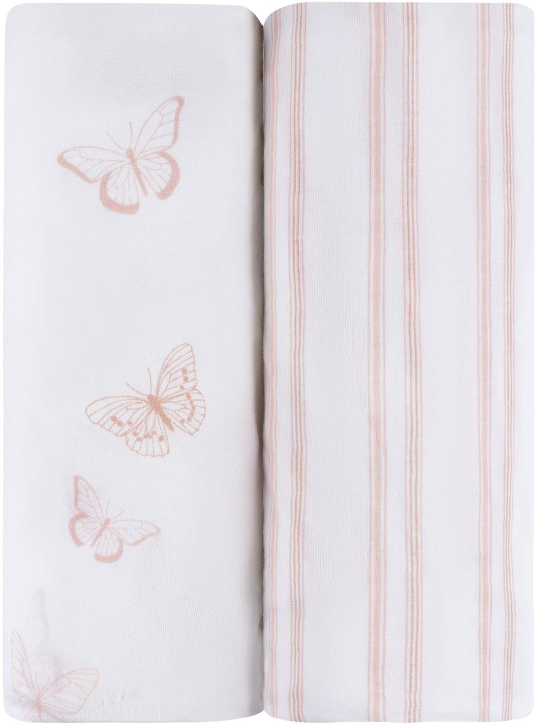 Ely's & Co Butterflies & Stripes Crib Sheet 2 Pack Ely's & Co Butterflies & Stripes Crib Sheet 2 Pack