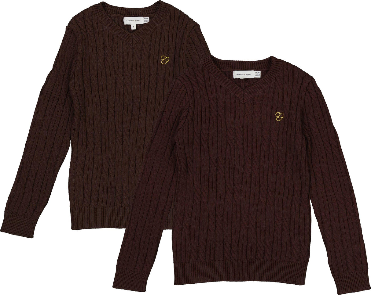 Charlotte & George Boys Cable Knit Sweater - WB6CP7447BT Charlotte & George Boys Cable Knit Sweater - WB6CP7447BT