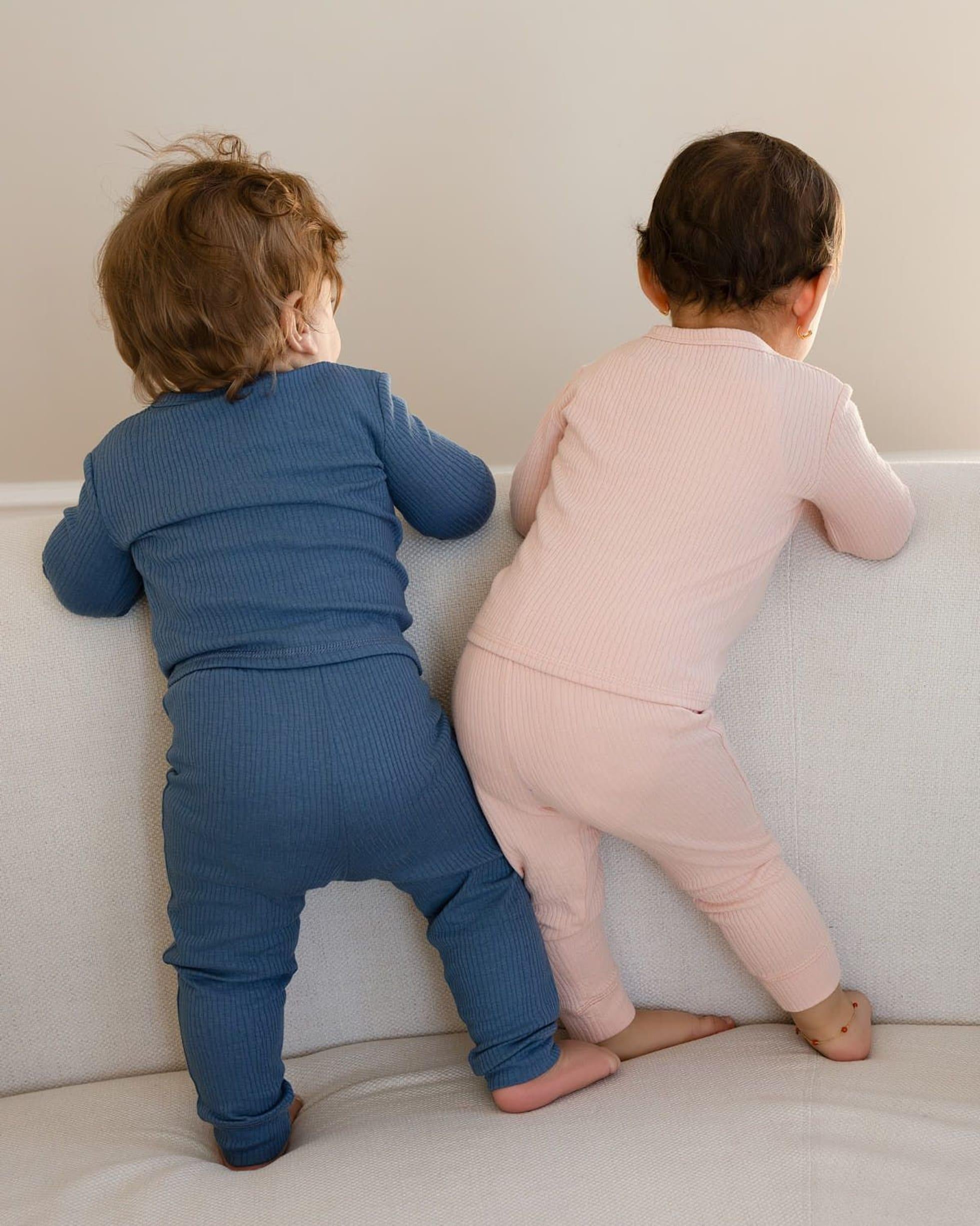 MiniMoi by Memoi Boys Girls Ribbed Cotton Pajamas - IBJ09665