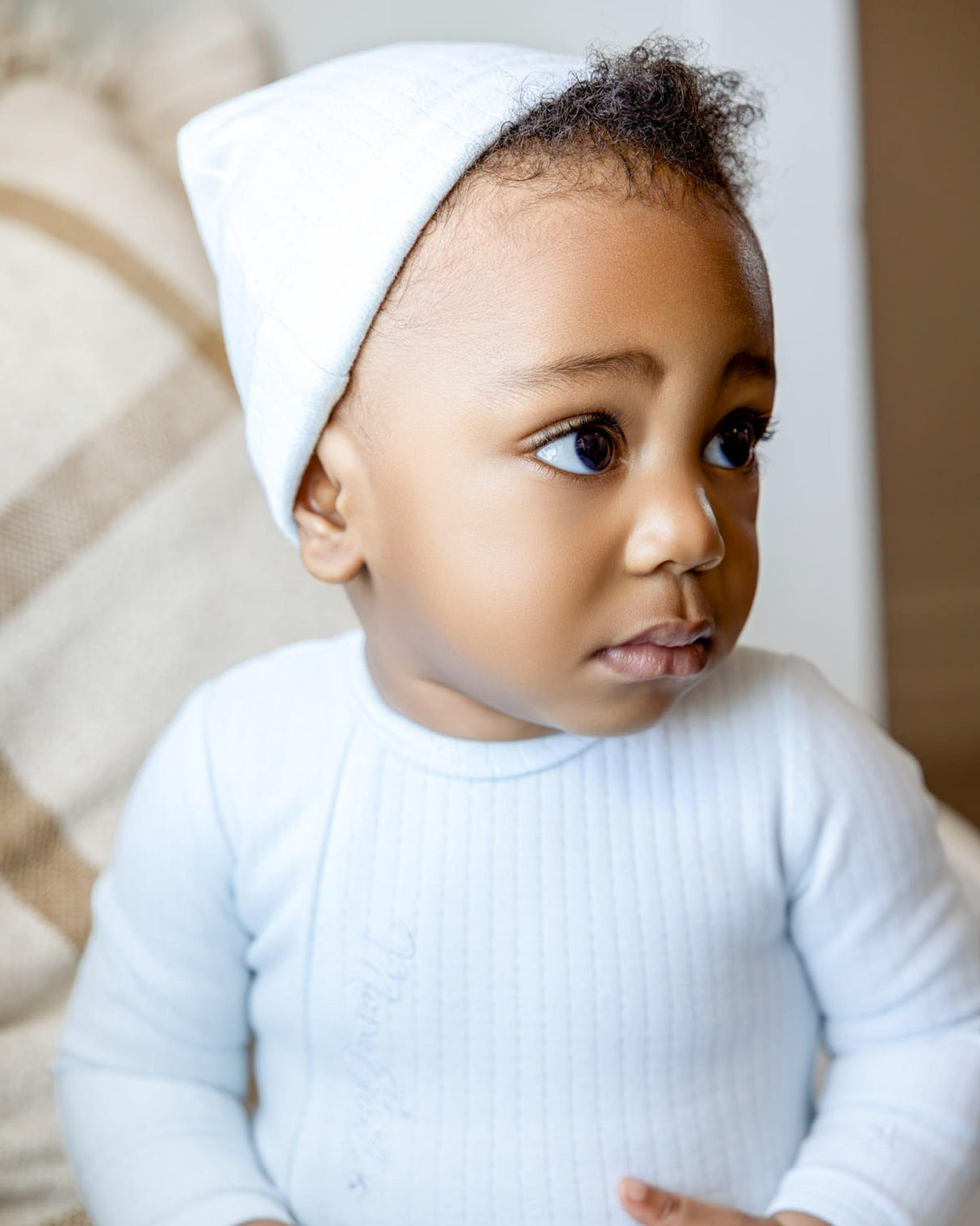 MiniMoi by Memoi Baby Boys Girls Ribbed Cotton Stretchie, Beanie, Blanket Set - IAA09624 MiniMoi by Memoi Baby Boys Girls Ribbed Cotton Stretchie, Beanie, Blanket Set - IAA09624