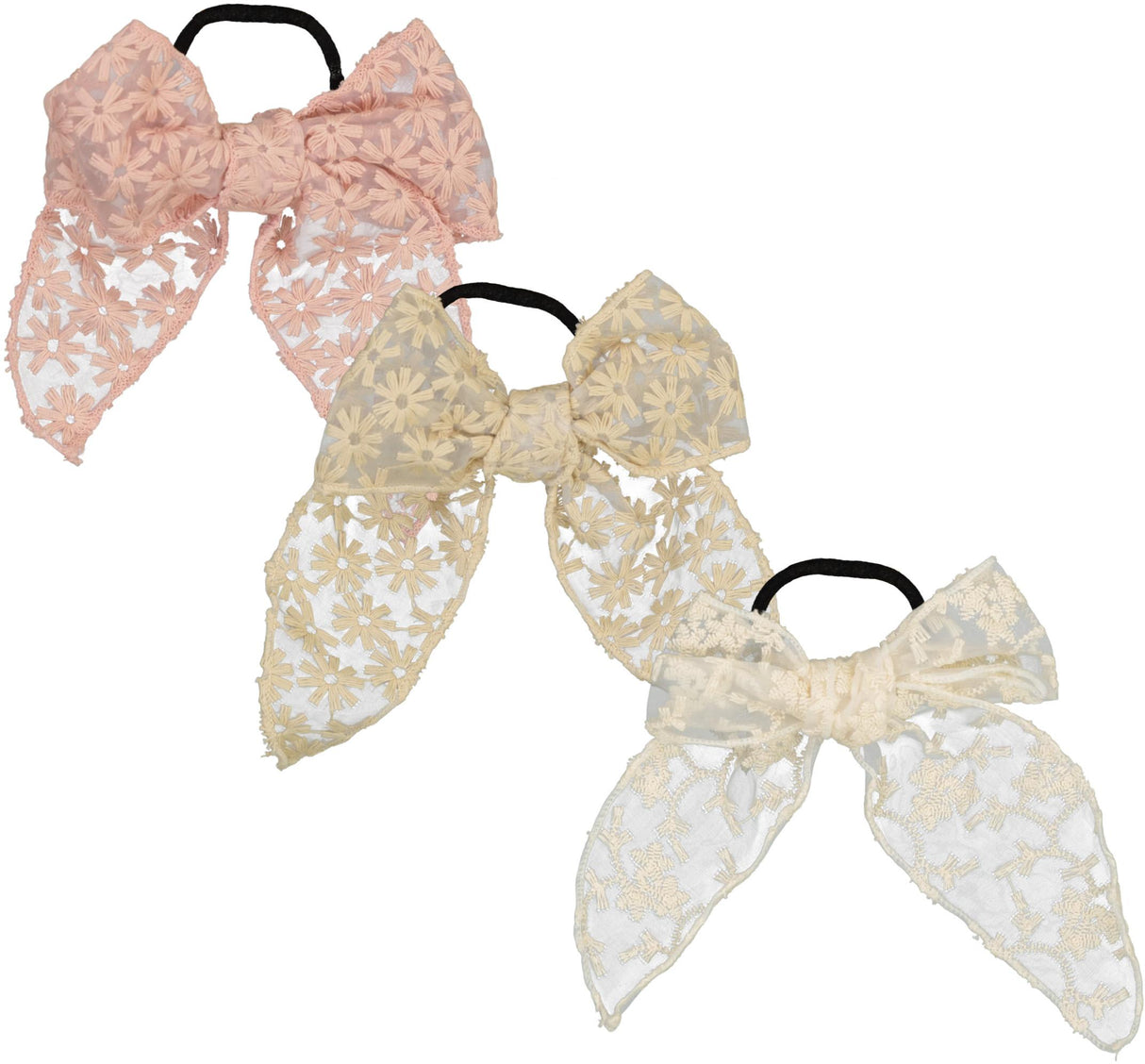 Keshet Lace Bow Ponytail Holder - S2601 Keshet Lace Bow Ponytail Holder - S2601
