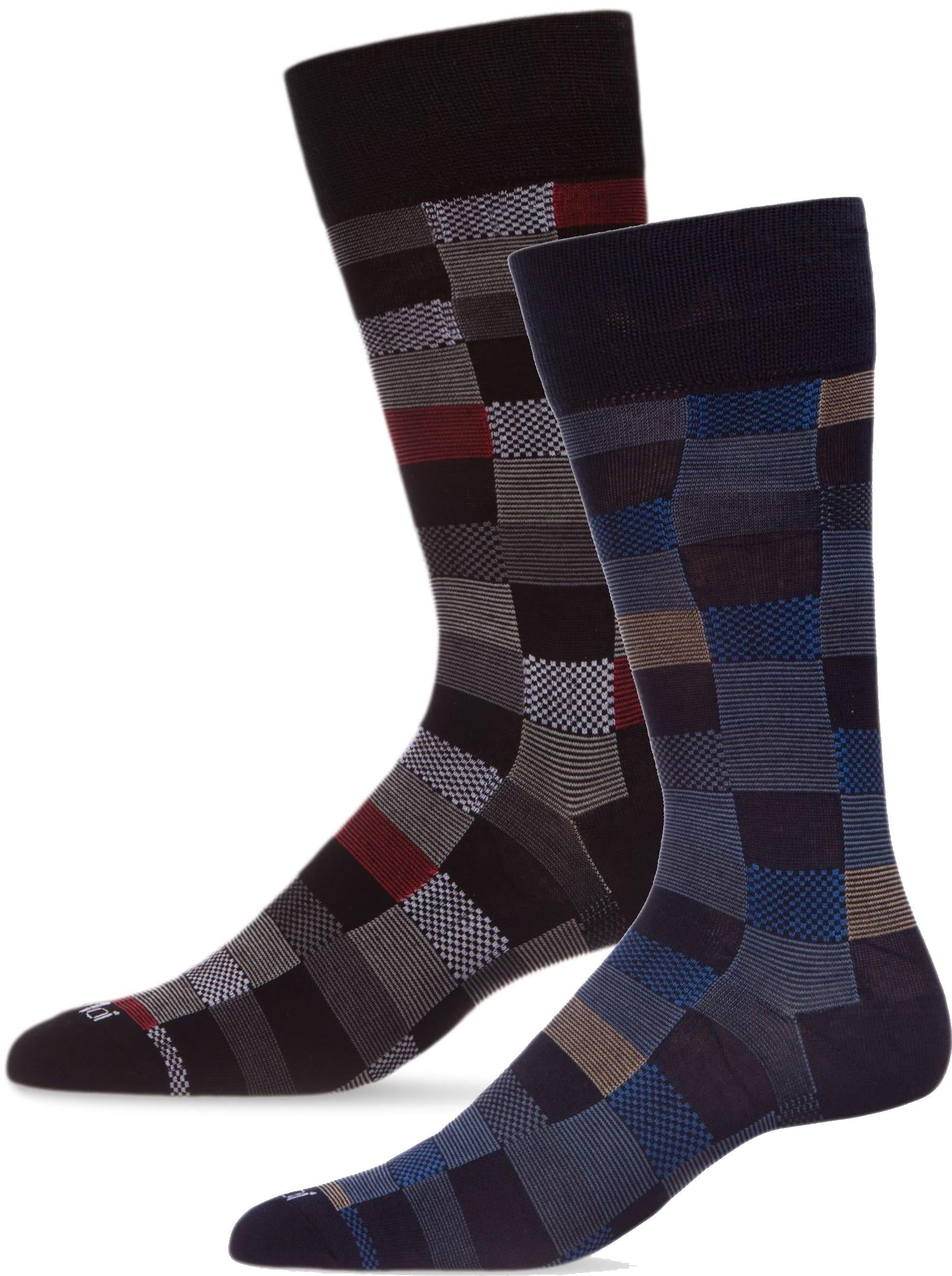 Memoi Mens Checkerboard Plaid Bamboo Dress Socks - ACV07563