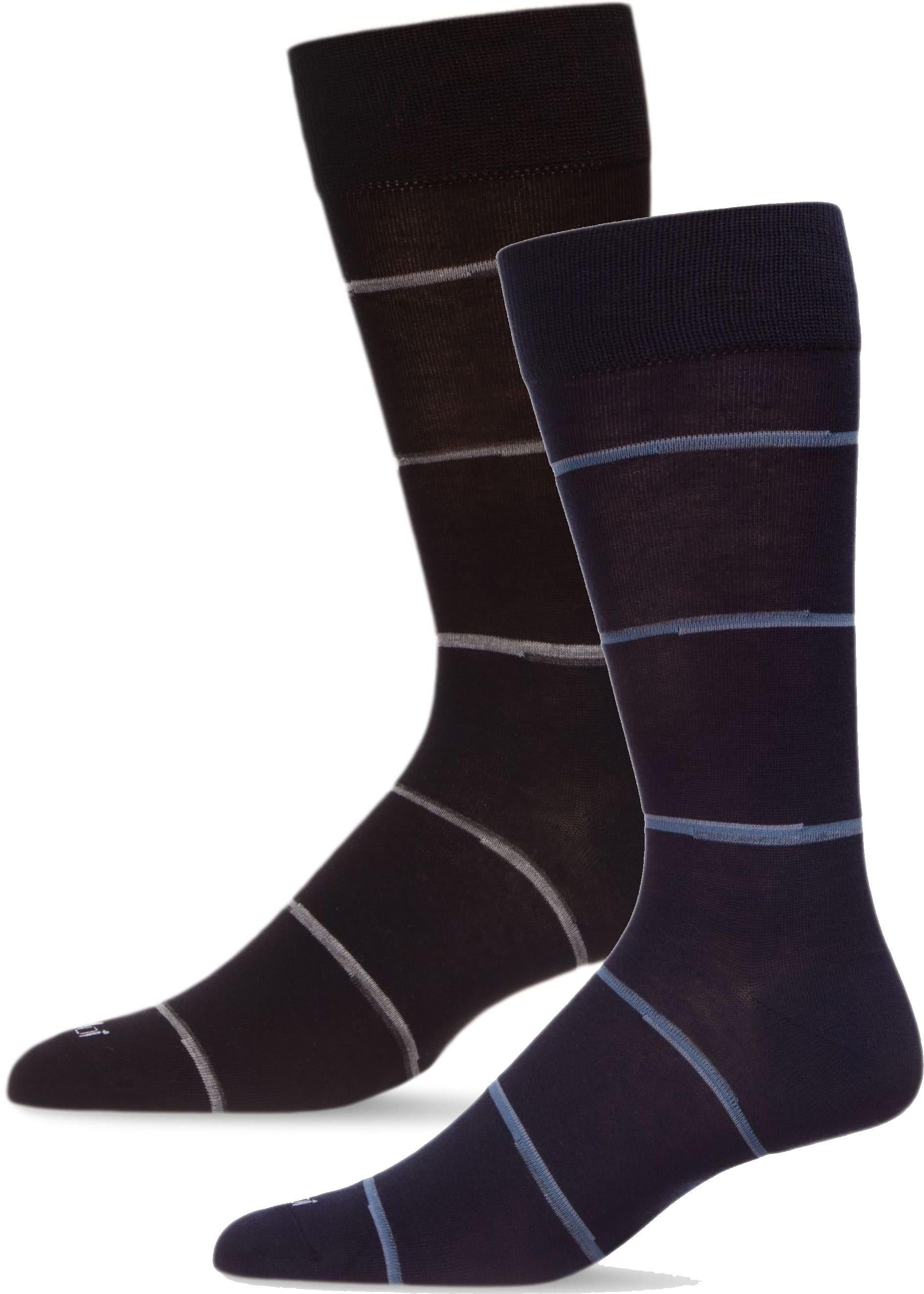 Memoi Mens Spacedye Stripe Bamboo Dress Socks - ACV07562
