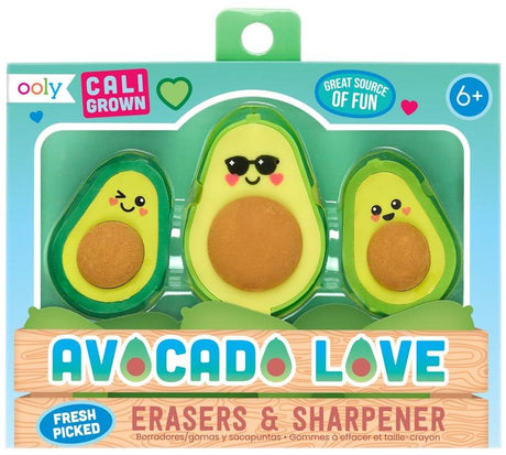 ooly Avocado Sharpener & Eraser 3 piece Set - 112-113