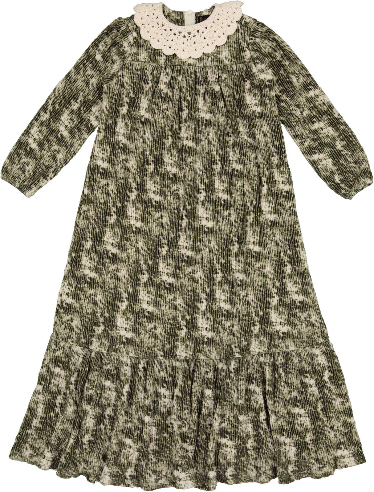 The mEE dress Girls Crochet Collar Velour Robe - 9663 The mEE dress Girls Crochet Collar Velour Robe - 9663