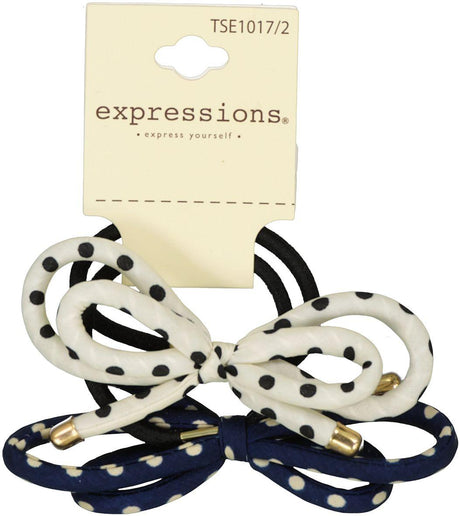 Expressions Dotted Bow Ponytail Holder 2 Pack - TSE1017