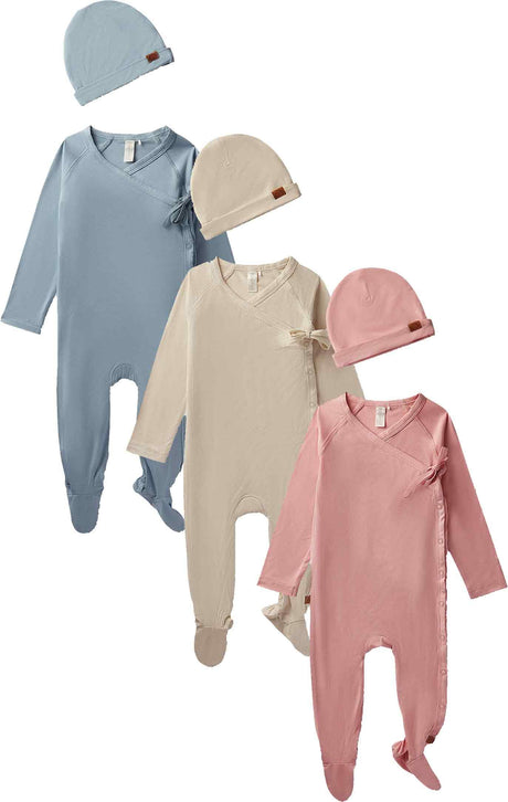 MiniMoi by Memoi Baby Boys Girls Cotton Solid Crossover 2 Pc Footie Stretchie Set - ING08678