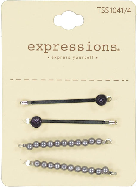 Expressions Pearl & Gemstone Hair Pins 4 Pack - TSS1041
