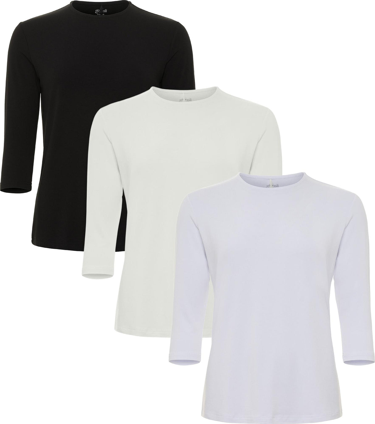 Gemsli Womens 3/4 Sleeve Modal Shell w/ Adjust-A-Neck - SH366 Gemsli Womens 3/4 Sleeve Modal Shell w/ Adjust-A-Neck - SH366