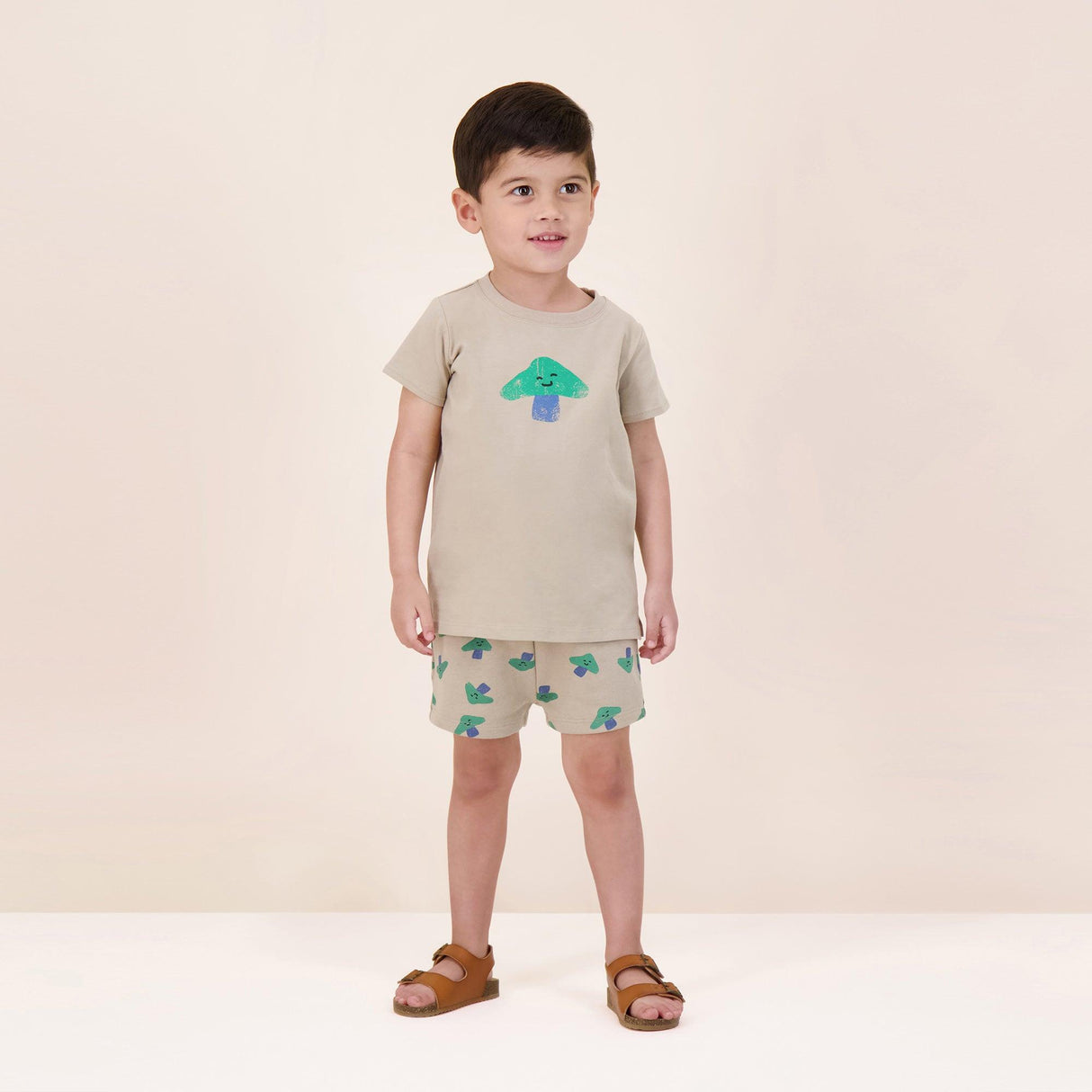 Analogie by Lil Legs Taupe Collection Boys Mushroom Short Sleeve T-shirt Tee - TMTS Analogie by Lil Legs Taupe Collection Boys Mushroom Short Sleeve T-shirt Tee - TMTS