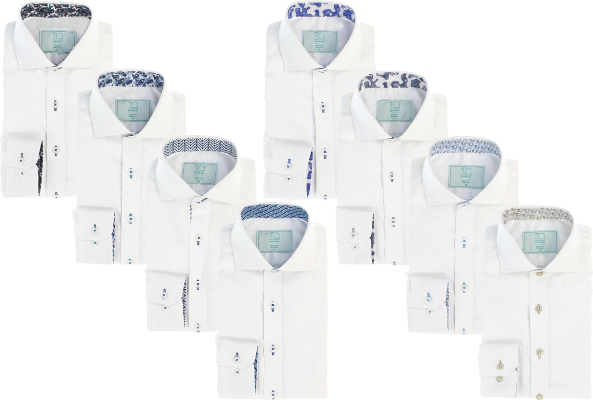 T.O. Collection Boys Long Sleeve Dress Shirt with Contrast Stitch T.O. Collection Boys Long Sleeve Dress Shirt with Contrast Stitch