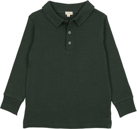 Lil Legs Ribbed Fashion Collection Boys Ribbed Long Sleeve Polo Shirt