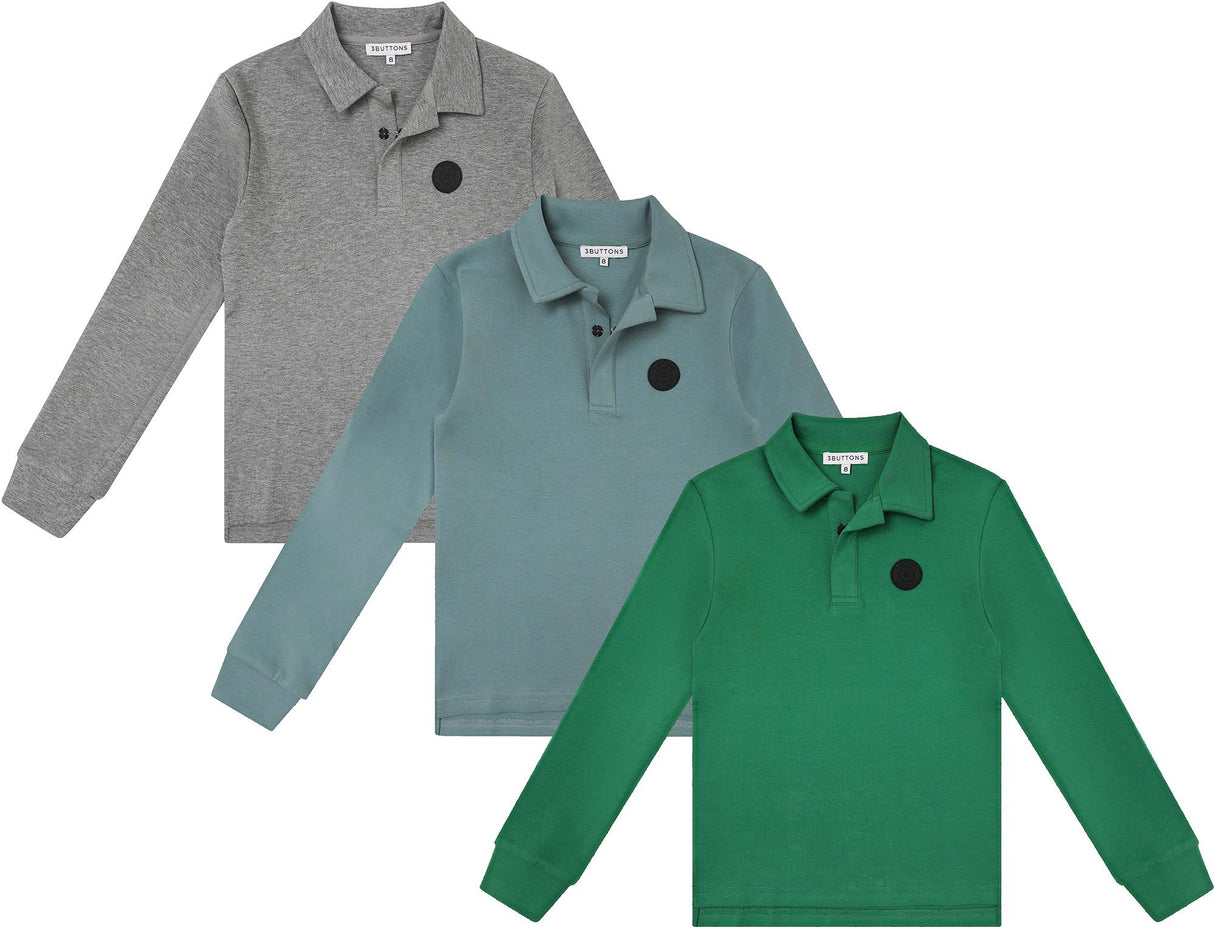 3 Buttons Boys Long Sleeve Polo Shirt - Sweatshirt 3 Buttons Boys Long Sleeve Polo Shirt - Sweatshirt