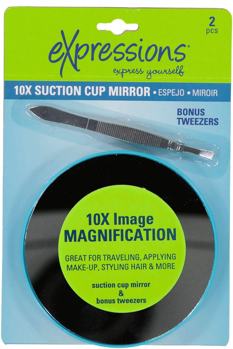 Expressions Suction Cup Magnifying Mirror & Tweezer Set - EXG75N
