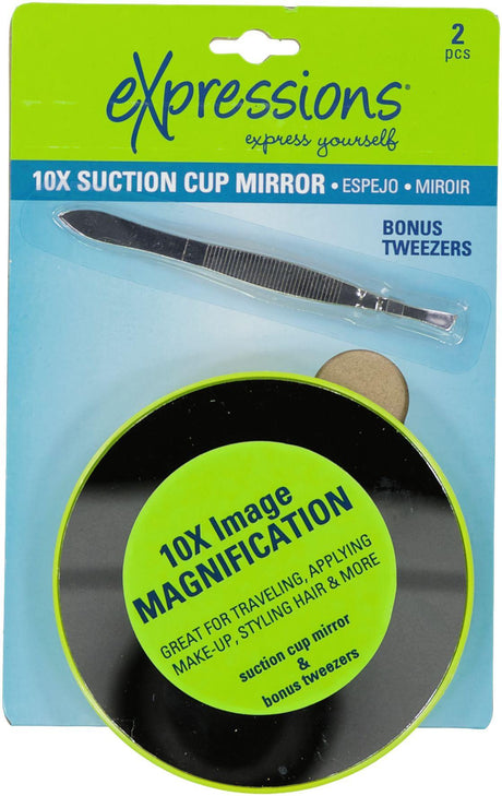 Expressions Suction Cup Magnifying Mirror & Tweezer Set - EXG75N