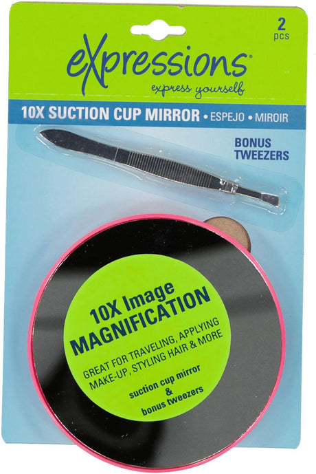 Expressions Suction Cup Magnifying Mirror & Tweezer Set - EXG75N
