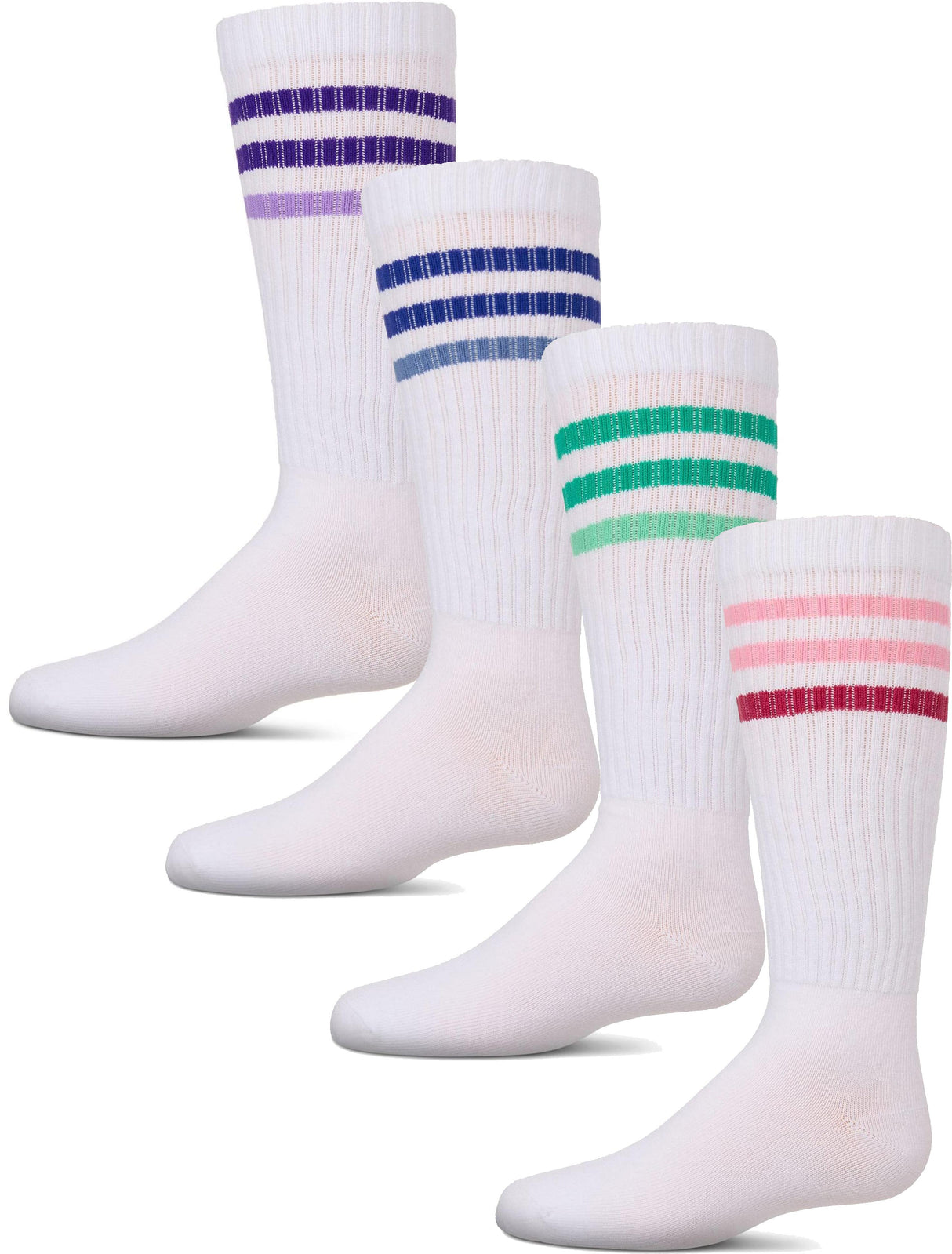 Memoi Girls TwoTone Varsity Stripe Knee Socks - MKF-7181 Memoi Girls TwoTone Varsity Stripe Knee Socks - MKF-7181