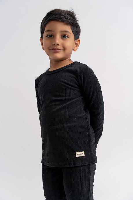 MOCHA Boys Girls Cable Textured Velour Pajamas - WB5CP7207E MOCHA Boys Girls Cable Textured Velour Pajamas - WB5CP7207E