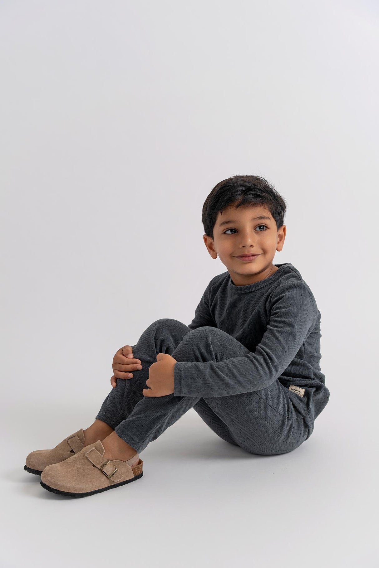 MOCHA Boys Girls Cable Textured Velour Pajamas - WB5CP7207E MOCHA Boys Girls Cable Textured Velour Pajamas - WB5CP7207E