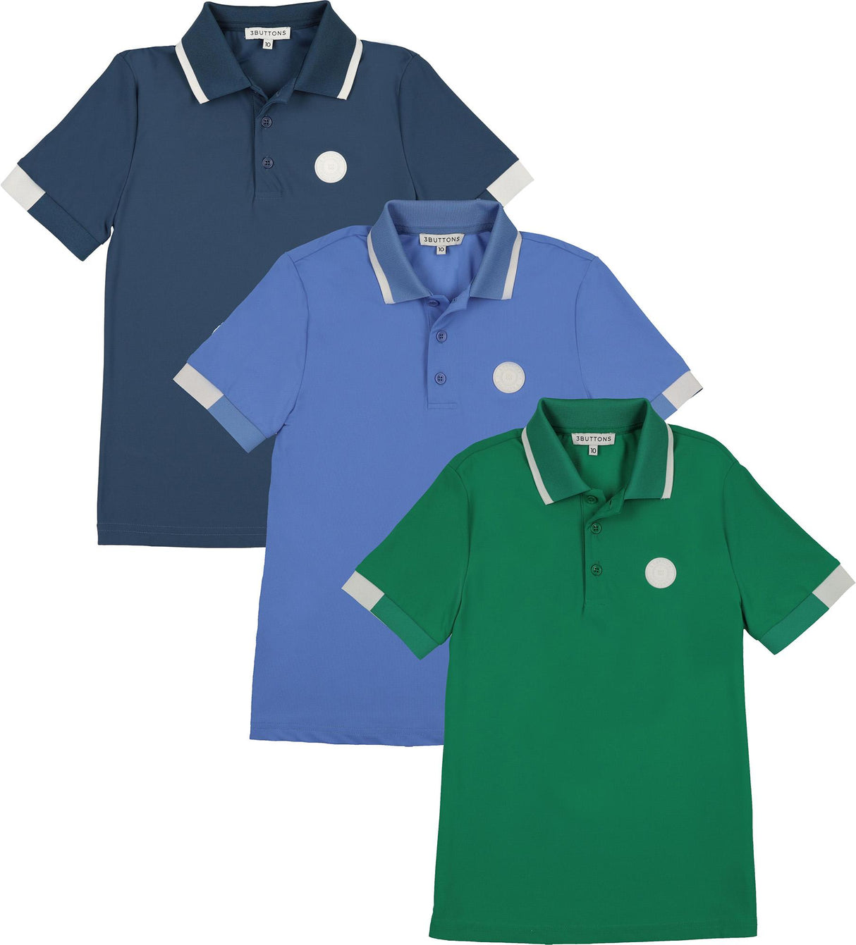 3 Buttons Boys Short Sleeve Polo Shirt - Stripe Sport 3 Buttons Boys Short Sleeve Polo Shirt - Stripe Sport
