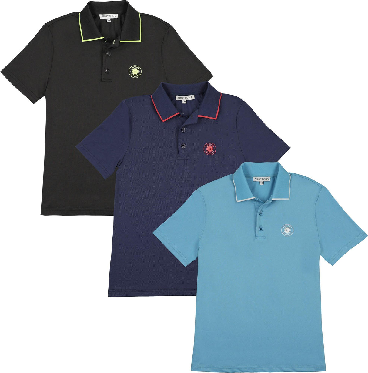 3 Buttons Boys Short Sleeve Polo Shirt - Color Pop 3 Buttons Boys Short Sleeve Polo Shirt - Color Pop