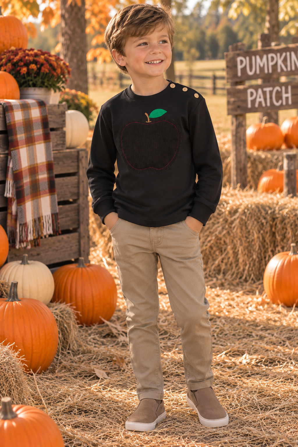 Chambray Boys Girls Apple Sweatshirt - AW124 Chambray Boys Girls Apple Sweatshirt - AW124