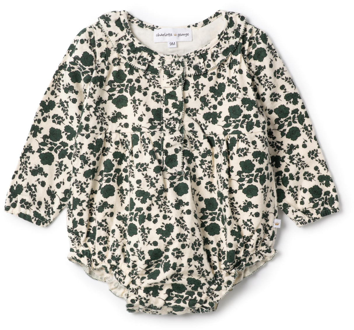 Charlotte & George Baby Girls Woven Flannel Flower Print Romper - WB5CP7241O Charlotte & George Baby Girls Woven Flannel Flower Print Romper - WB5CP7241O