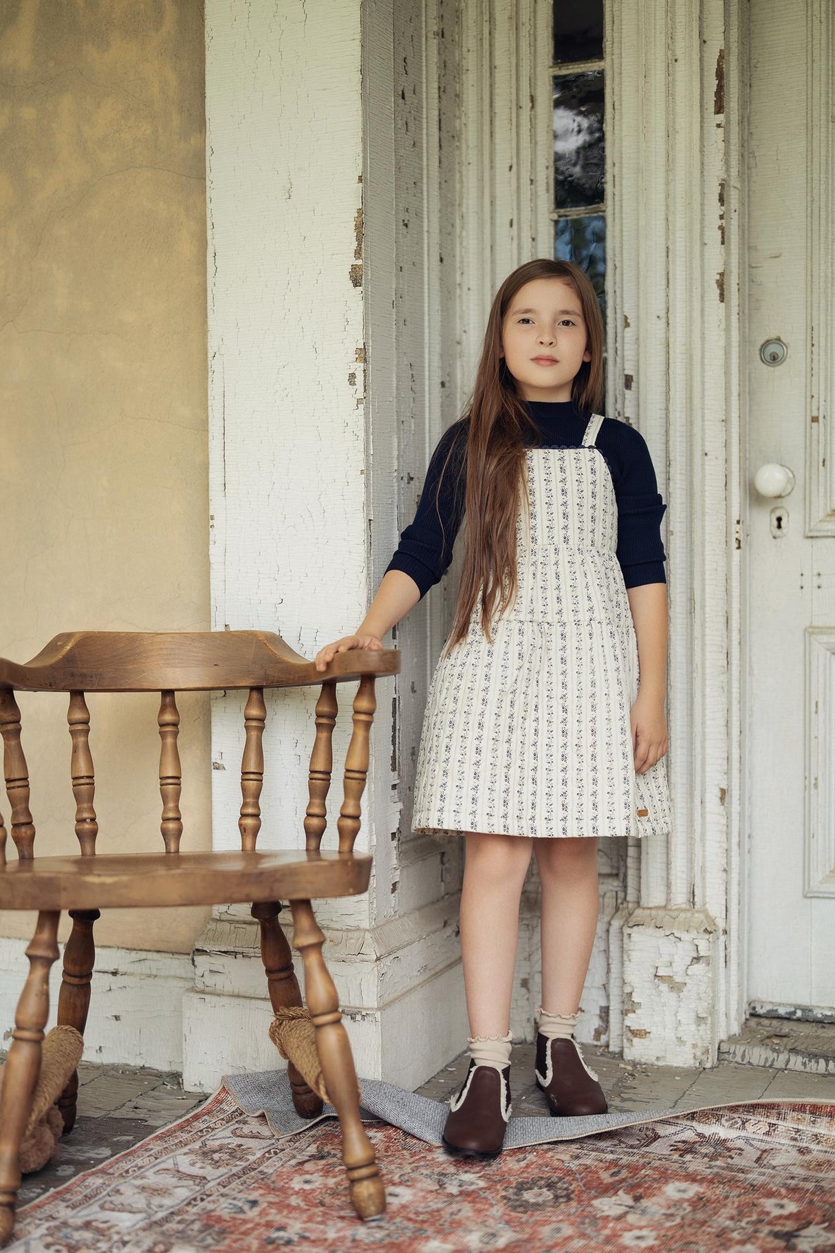 Charlotte & George Girls Stripe Floral Quilted Jumper - WB5CP7246J Charlotte & George Girls Stripe Floral Quilted Jumper - WB5CP7246J