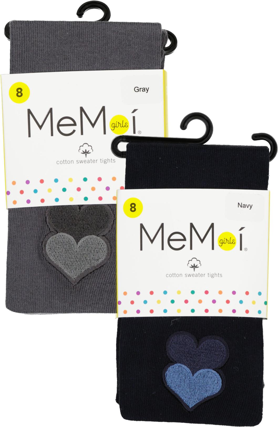 Memoi Girls Double Patch Heart Cotton Tights - MKF-12203 Memoi Girls Double Patch Heart Cotton Tights - MKF-12203
