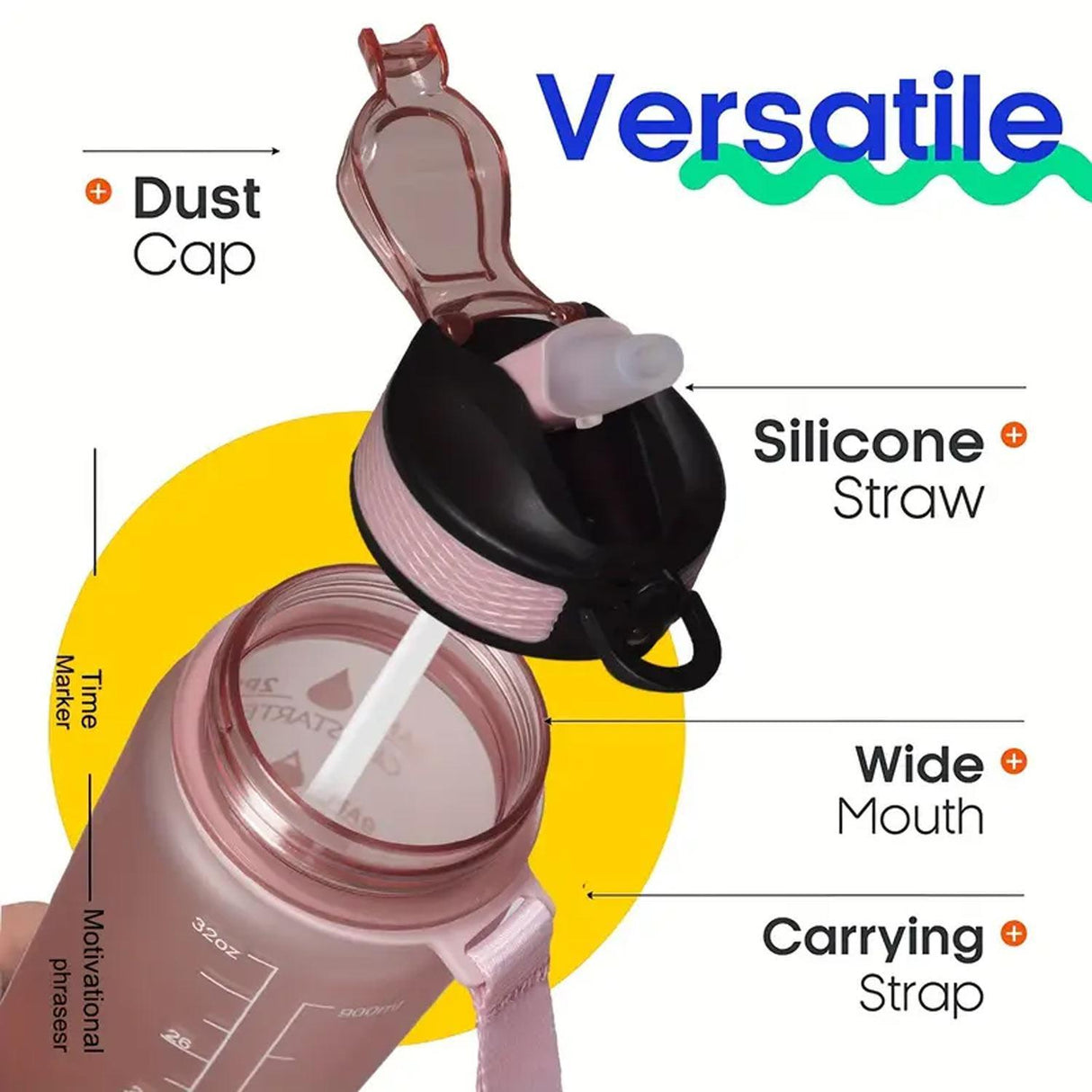 ShirtStop Motivational 32 oz Water Bottle with Carrying Strap ShirtStop Motivational 32 oz Water Bottle with Carrying Strap