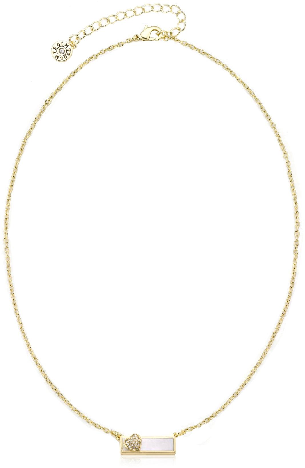 LMTS Cz Heart Bar Necklace - NE3546B-MOP-GP LMTS Cz Heart Bar Necklace - NE3546B-MOP-GP