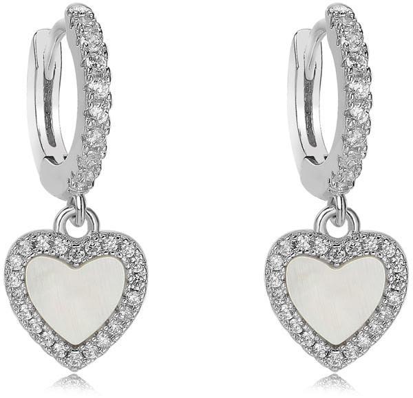 Tiny Gem Girls Pearl Heart Hanging Huggy Earring - TG3034 Tiny Gem Girls Pearl Heart Hanging Huggy Earring - TG3034