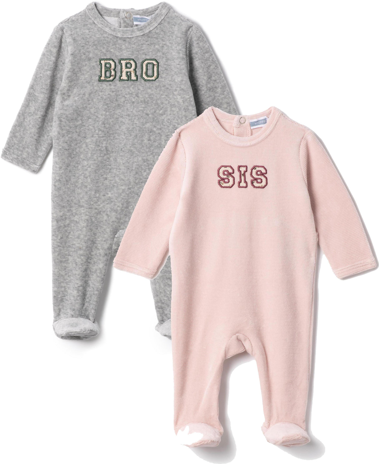 Whipped Cocoa Baby Boys Girls Bro Sis Velour Footie - WB5CY2811 Whipped Cocoa Baby Boys Girls Bro Sis Velour Footie - WB5CY2811