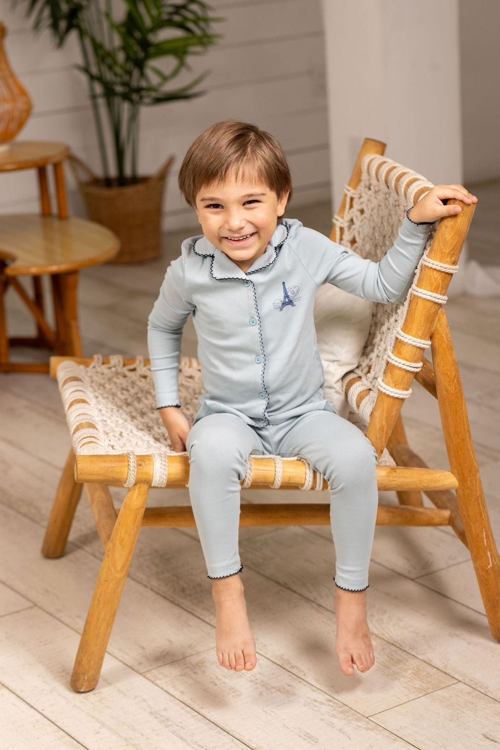 Pouf Boys Girls Cotton French Grandpa Pajamas Pouf Boys Girls Cotton French Grandpa Pajamas