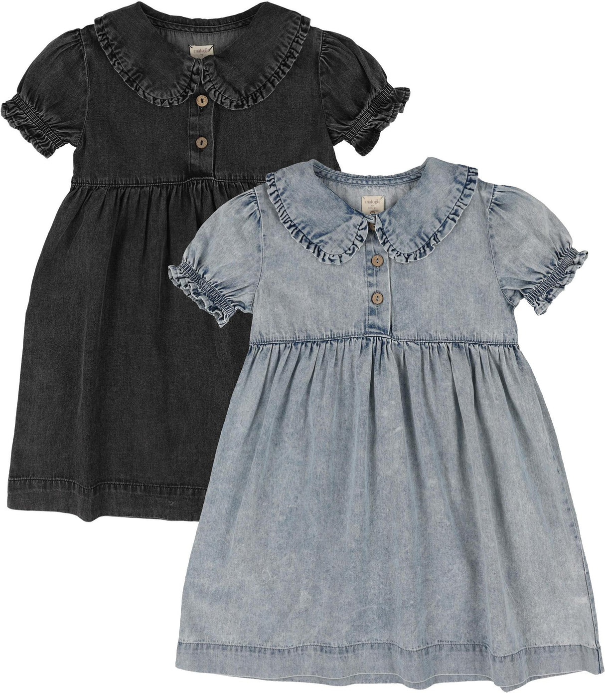 Analogie by Lil Legs Stonewash Collection Girls Peter Pan Short Sleeve Dress - SWPDS Analogie by Lil Legs Stonewash Collection Girls Peter Pan Short Sleeve Dress - SWPDS