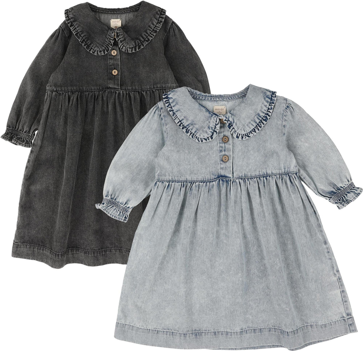 Analogie by Lil Legs Stonewash Collection Girls Peter Pan Long Sleeve Dress - SWPDQ Analogie by Lil Legs Stonewash Collection Girls Peter Pan Long Sleeve Dress - SWPDQ