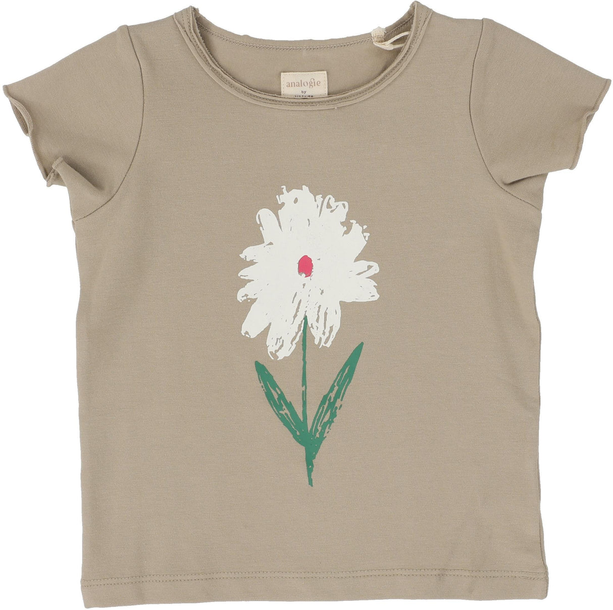 Analogie by Lil Legs Taupe Collection Girls Flower Short Sleeve T-shirt Tee - TFT Analogie by Lil Legs Taupe Collection Girls Flower Short Sleeve T-shirt Tee - TFT