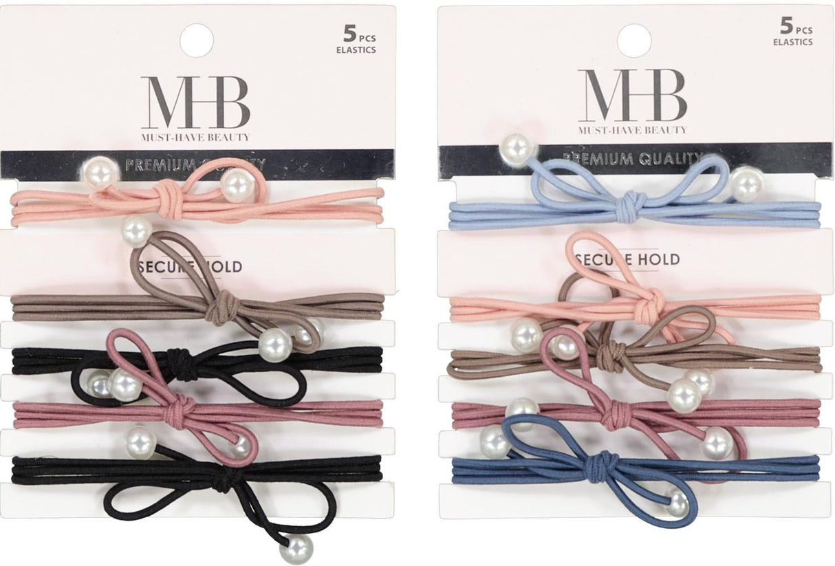 Expressions Pearl Tipped Bow Ponytail Holder 5 Pack - AHE26142 Expressions Pearl Tipped Bow Ponytail Holder 5 Pack - AHE26142