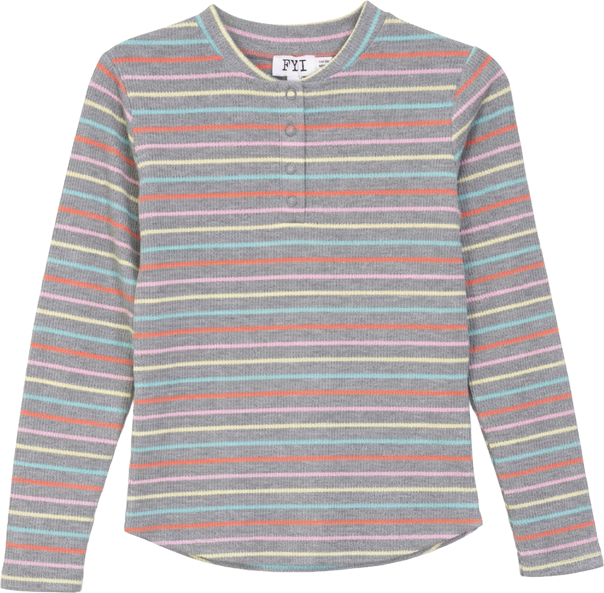 FYI Girls Waffle Henley Long Sleeve T-shirt - SB6CP7341A FYI Girls Waffle Henley Long Sleeve T-shirt - SB6CP7341A