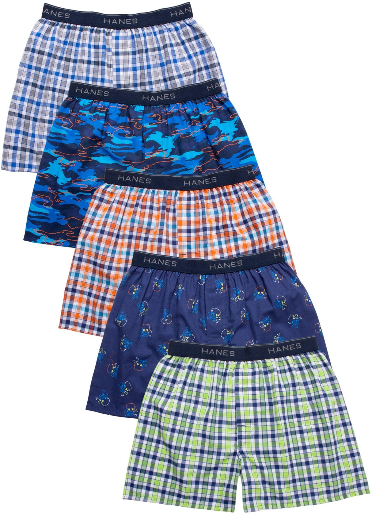 Hanes Boys Assorted Boxers - 5 Pack - B841A5 Hanes Boys Assorted Boxers - 5 Pack - B841A5